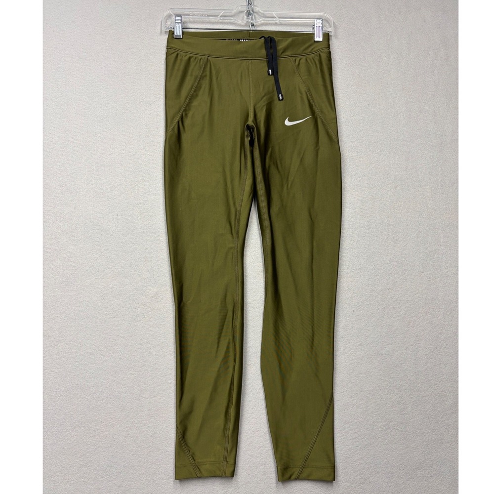 Nike Dri-FIT Leggings Womens Small Olive Green Pro Training Activewear Tights